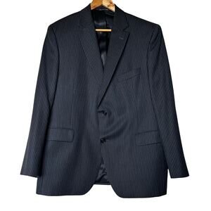 Jack Victor Suit Coat Sz 44S Blazer Navy Pinstripe Valentino CT 100%‎ Wool